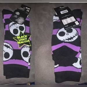 Black Light Reactive Jack NBC  Bioworld Men Crew Sock 8-12